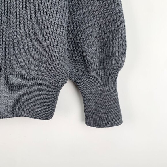 LOUIS VUITTON DARK GREY RIBBED WOOL SWEATER WITH LV SHIELD LOGO PATCH SIZE SMALL - Picture 5 of 7